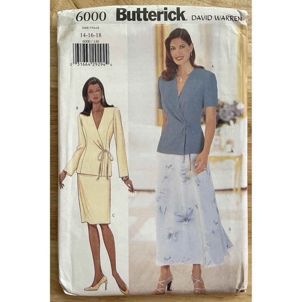 Butterick Sewing Pattern 6000‎ Ladies /Misses Top & Skirt Size 14-18 Uncut